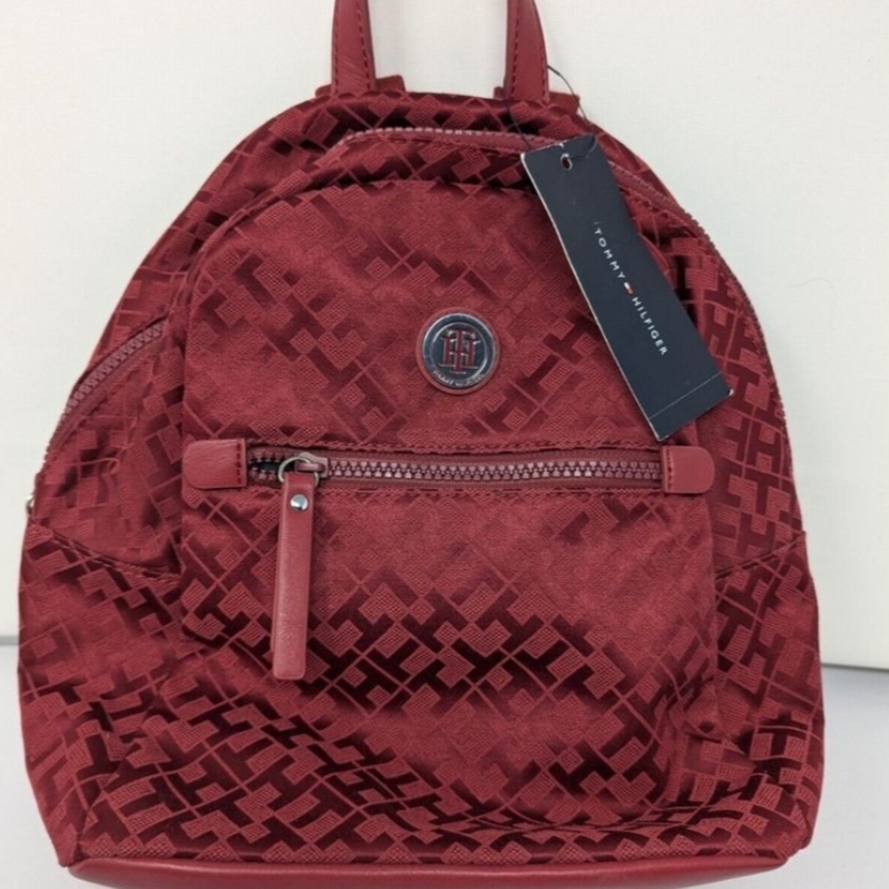 New with Tags! Vintage Red Tommy Hilfiger Monogram Signature Logo Mini Backpack